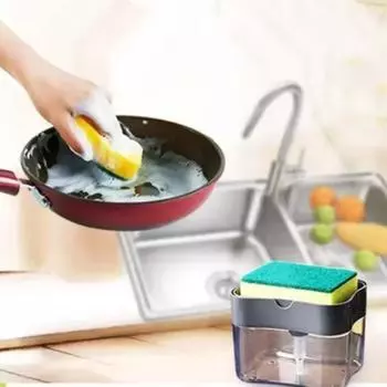 Пресс для моющего средства для мытья посуды, кухонный автоматический дозатор жидкости, губка для мытья посуды, щетка для мытья посуды, дозатор мыла чёрный