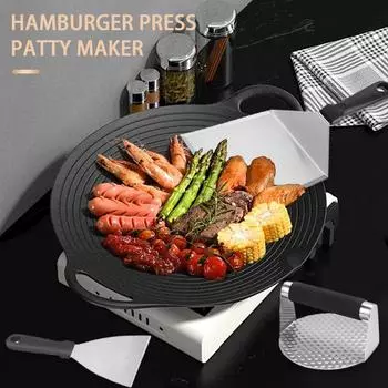Пресс для мяса для приготовления барбекю Инструменты для мяса Лопатка для мяса Набор аксессуаров для сковороды из нержавеющей стали Для плоской сковороды Heavy-Duty For Top CHINA