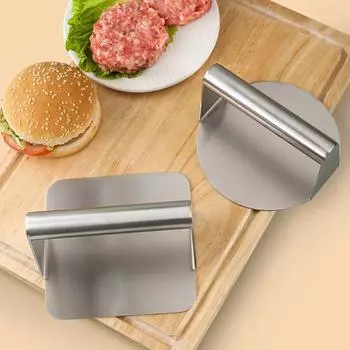 Пресс для мяса из нержавеющей стали с антипригарным покрытием, круглый, квадратный, для измельчения говядины, инструмент для гриля, толкушка для мяса, аксессуары для домашней кухни