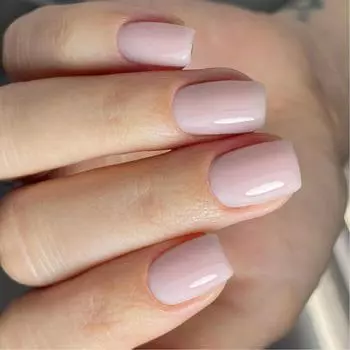 Press on Nails Nude Fake Nails Squoval Glue on Nails Glossy Acrylic False Nail Full Cover Stick on Nails for Womens