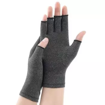 Pressure Knuckles of Gloves Pain Relief Health Care Gloves Physiotherapy Anti-Edema Gloves Cycling Joint Protection Half Finger Small size pair (pressure gloves) [Gray]]