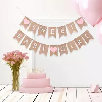 Prestrung Baby Shower Decorations Pink Rustic Baby Shower Decorations for Girl Gender Reveal Photo Decoration Props Baby Banner