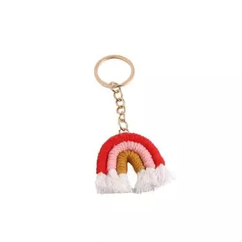 Pretty Three Color Rainbow Key Chain Fashion Knitted Rainbow Keychain Girl