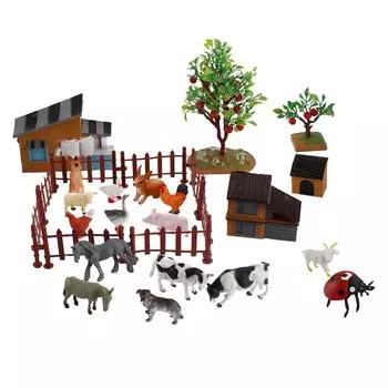 PRETYZOOM Diorama Animal Model Farm Ranch Animal Figure Set Animal Mini Scene Collection Animal Model Mini Mini Garden Decoration Model