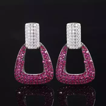 Преувеличенная атмосфера, легкие роскошные серьги высокого класса, темперамент, квадратные иглы из серебра 925 пробы, красные корунды, синие заостренные кристаллы, женские серьги, мода
