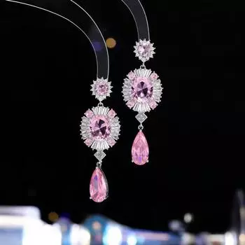 Преувеличенная атмосфера, легкие роскошные высококачественные серьги-капли из серебра 925 пробы для женщин, банкетное платье, модные темпераментные серьги розовый