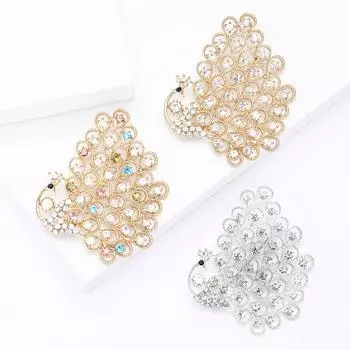 Преувеличенная атмосфера сплава горный хрусталь павлин брошь личность темперамент женский костюм пальто корсаж ювелирные изделия булавка