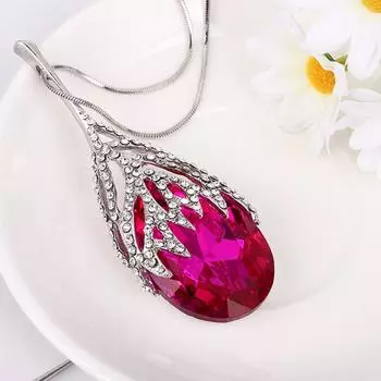 Преувеличенная цепочка для свитера, длинная зимняя ретро-мода, универсальное хрустальное ожерелье, аксессуары, ожерелья для женщин One Size горячий розовый