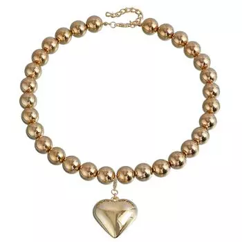 Преувеличенная геометрическая цепочка на шею с круглыми бусинами, женское универсальное ожерелье ccb с бусинами, ожерелье с любовью из бусин, женское золотой