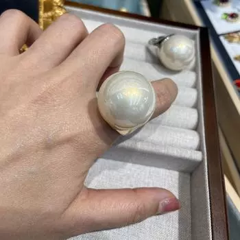 Преувеличенная индивидуальность, большой жемчуг, живое кольцо, женская мода, темперамент, высокое чувство, покрытая медью 925 пробы, тяжелое кольцо из серебра