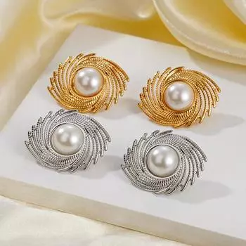 Преувеличенная индивидуальность Плиссированные Вихревые Большие Жемчужные Серьги Женские Легкие Роскошные Высококачественные Серьги Ювелирные Изделия