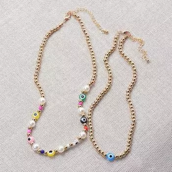 Преувеличенная индивидуальность сплав золота Ccb имитация жемчужного глаза хип-хоп ожерелье комплект из двух частей женское ожерелье