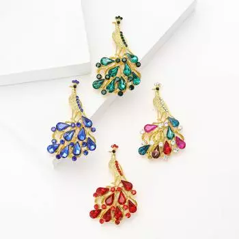 Преувеличенная изысканная брошь павлина из сплава со стразами, высококачественная ретро-шаль для женского костюма, корсаж, ювелирное украшение