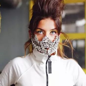 Преувеличенная маска со стразами из циркона, модные маскарадные аксессуары, женская ювелирная маска