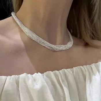 Преувеличенная многослойная текстура металлического ожерелья Женский нишевый дизайн Чувство уникальной индивидуальности Модная цепочка на шею Цепочка на ключицу