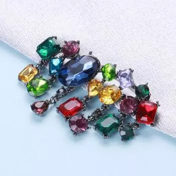 Преувеличенная мода, красочные стеклянные стразы, инкрустированная брошь, элегантный нерегулярный геометрический кардиган, булавка для свитера, свадебная вечеринка, ювелирное изделие, подарок разноцветный