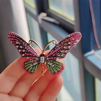 Преувеличенная одежда сплав бриллиант горный хрусталь бабочка брошь девушка милая булавка мода популярные броши аксессуары