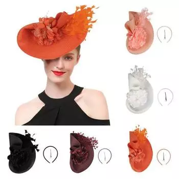 Преувеличенная повязка на голову, изысканный цилиндр, стиль, модная повязка на голову с цветами, перьями, яркие цветные аксессуары для волос для косплея