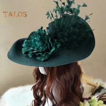 Преувеличенная повязка на голову, изысканный цилиндр, стиль, модная повязка на голову с цветами, перьями, яркие цветные аксессуары для волос для косплея белый