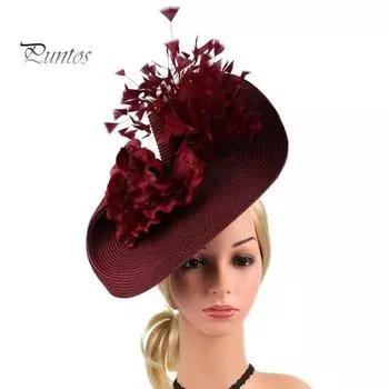 Преувеличенная повязка на голову, изысканный цилиндр, стиль, модная повязка на голову с цветами, перьями, яркие цветные аксессуары для волос для косплея чёрный