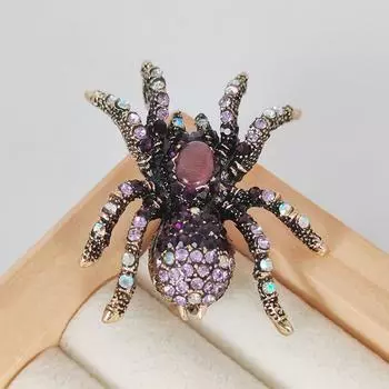 Преувеличенная винтажная роскошная брошь в виде паука с кристаллами, одежда, пальто, винтажные классические аксессуары для насекомых розовый