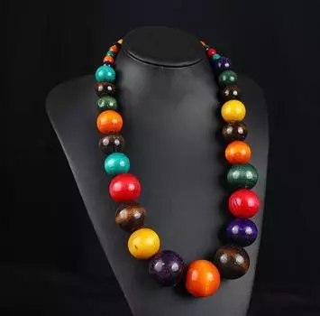 Преувеличенное богемное ожерелье из деревянных бусин ручной работы, универсальное ожерелье, ювелирные изделия, ожерелье-свитер, цепочка, персонализированные праздничные аксессуары