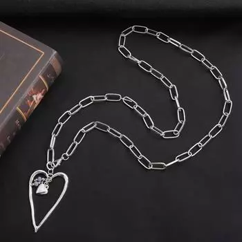 Преувеличенное металлическое ожерелье Spice Girl Big Love, панк толстая цепь персиковое сердце женское универсальное ожерелье-цепочка для свитера