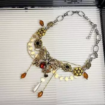 Преувеличенное ожерелье-чокер с бабочкой и стразами для женщин, модное винтажное ожерелье с цирконом для вечеринки золотой