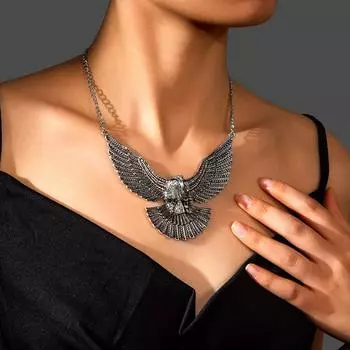 Преувеличенное ожерелье для женщин, ожерелье с подвеской в виде орла в стиле ретро, изысканное ожерелье, цепочка для свитера бронзовый