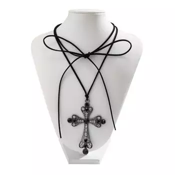 Преувеличенное ожерелье в стиле панк, женское нишевое ювелирное изделие, крестик со стразами, воротник-стойка, сладкий и крутой