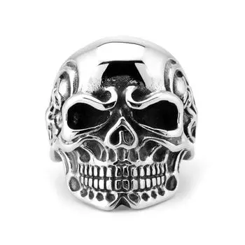 Преувеличенное ювелирное изделие из нержавеющей стали в стиле ретро с изображением черепа, мужское титановое стальное кольцо No. 7
