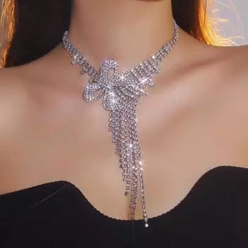 Преувеличенное высококачественное роскошное хрустальное ожерелье с цепочкой на ключицу, модное ожерелье с кисточками и бабочкой, подиумное ожерелье