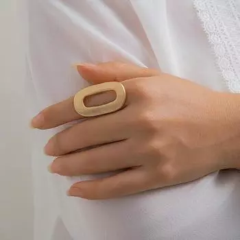 Преувеличенные большие полые геометрические овальные кольца для женщин, креативные регулируемые матовые кольца на палец, модные эффектные украшения для девочек золотой