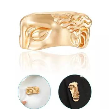 Преувеличенные броши для женщин, золотые металлические броши в виде половины человеческого лица, аксессуары в стиле вестерн, личные булавки