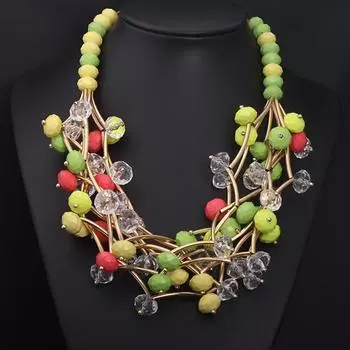 Преувеличенные цветные геометрические драгоценные камни многослойное короткое ожерелье на ключицу модные женские аксессуары разноцветный