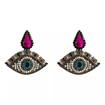 Преувеличенные европейские и американские ретро-серьги-слезинки с бриллиантами в форме глаза для женщин синий