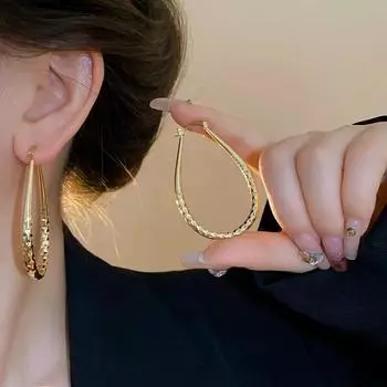 Преувеличенные глянцевые капли воды режущая поверхность золотой цвет металлические серьги-кольца модные женские Ins модные роскошные Brincos золотой