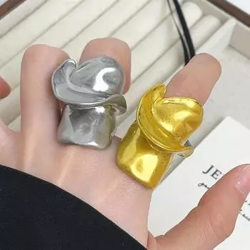 Преувеличенные металлические нерегулярные массивные кольца для женщин, европейские и американские индивидуальные вечеринки, винтажные тяжелые ювелирные изделия, подарки resizable