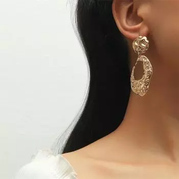 Преувеличенные нерегулярные геометрические полые круглые овальные эллиптические металлические серьги-подвески для женщин Brincos Jewelry Party Pendientes Gift