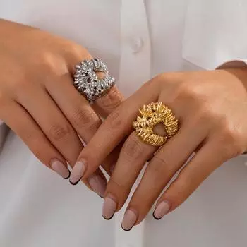 Преувеличенные нерегулярные кольца-закрутки для вечеринки, ювелирные изделия, подарочное открытие, массивное геометрическое металлическое кольцо в стиле панк для женщин