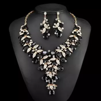 Преувеличенные ожерелье и серьги со стразами, комплект для женского платья, банкетные аксессуары
