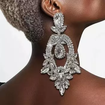 Преувеличенные полные блестящие серьги-подвески с инкрустацией стразами, богемные роскошные стильные ювелирные изделия, вечерние украшения для ушей золотой