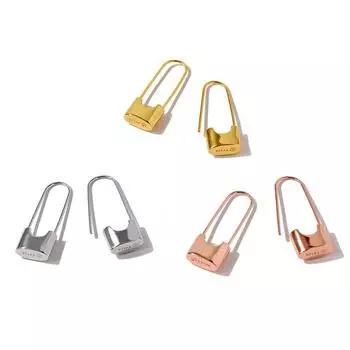 Преувеличенные ретро-аксессуары с индивидуальностью, полностью медные позолоченные булавки, серьги-замки, серьги, три цвета золотой