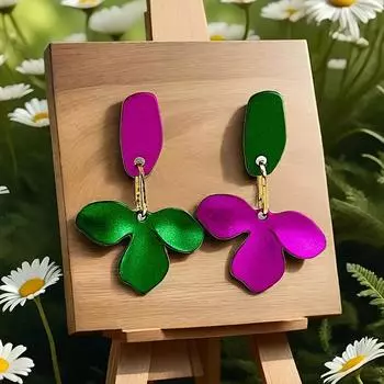 Преувеличенные серьги-гвоздики с асимметричным цветочным дизайном в винтажном богемном стиле для женщин, серьги для летних каникул белый