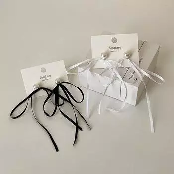 Преувеличенные серьги-гвоздики с бантом из ленты и жемчугом, женские серьги-гвоздики, нишевые, модные, индивидуальные, темпераментные, универсальные