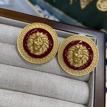 Преувеличенные серьги-гвоздики в виде головы льва, женские, высокого класса, средневековое индивидуальное ожерелье в виде животного льва, аксессуары