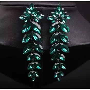 Преувеличенные серьги, изумрудные длинные серьги, модные женские аксессуары зелёный