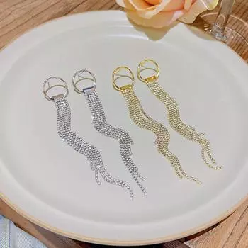 Преувеличенные серьги-кисточки Высококачественные серьги-цепочки с бриллиантами и темпераментом Женские серьги-ветрянки