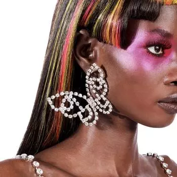 Преувеличенные серьги-подвески в виде больших бабочек со стразами, ювелирные изделия для женщин, роскошные серьги-подвески с геометрическим рисунком в виде животных из кристаллов белый