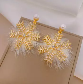 Преувеличенные серьги-снежинки, элегантные и изящные серьги золотой